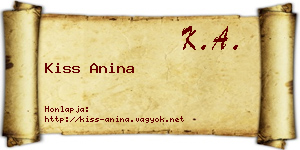 Kiss Anina névjegykártya